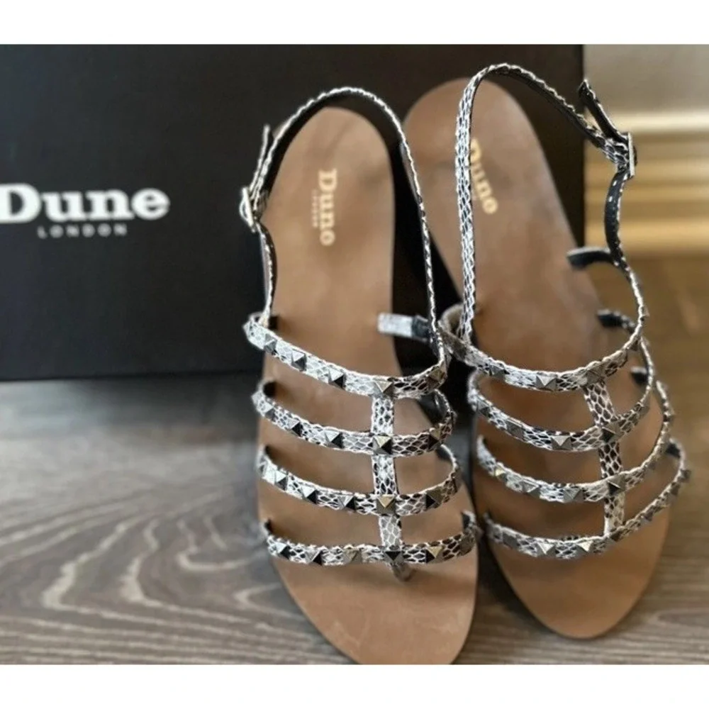 Gray Dune London Reptile Print Gladiator Sandals Katrine‎ Studded 36 US 5/5.5